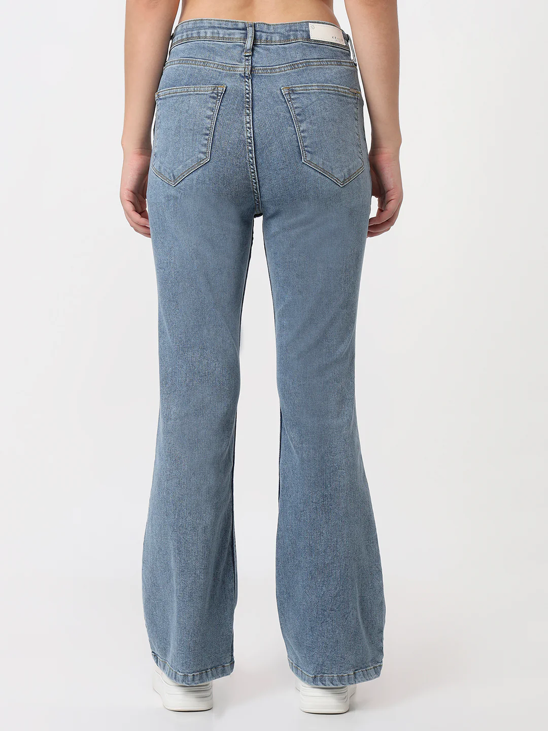 Women Blue High-Rise Mini Flare Jeans - Image 3