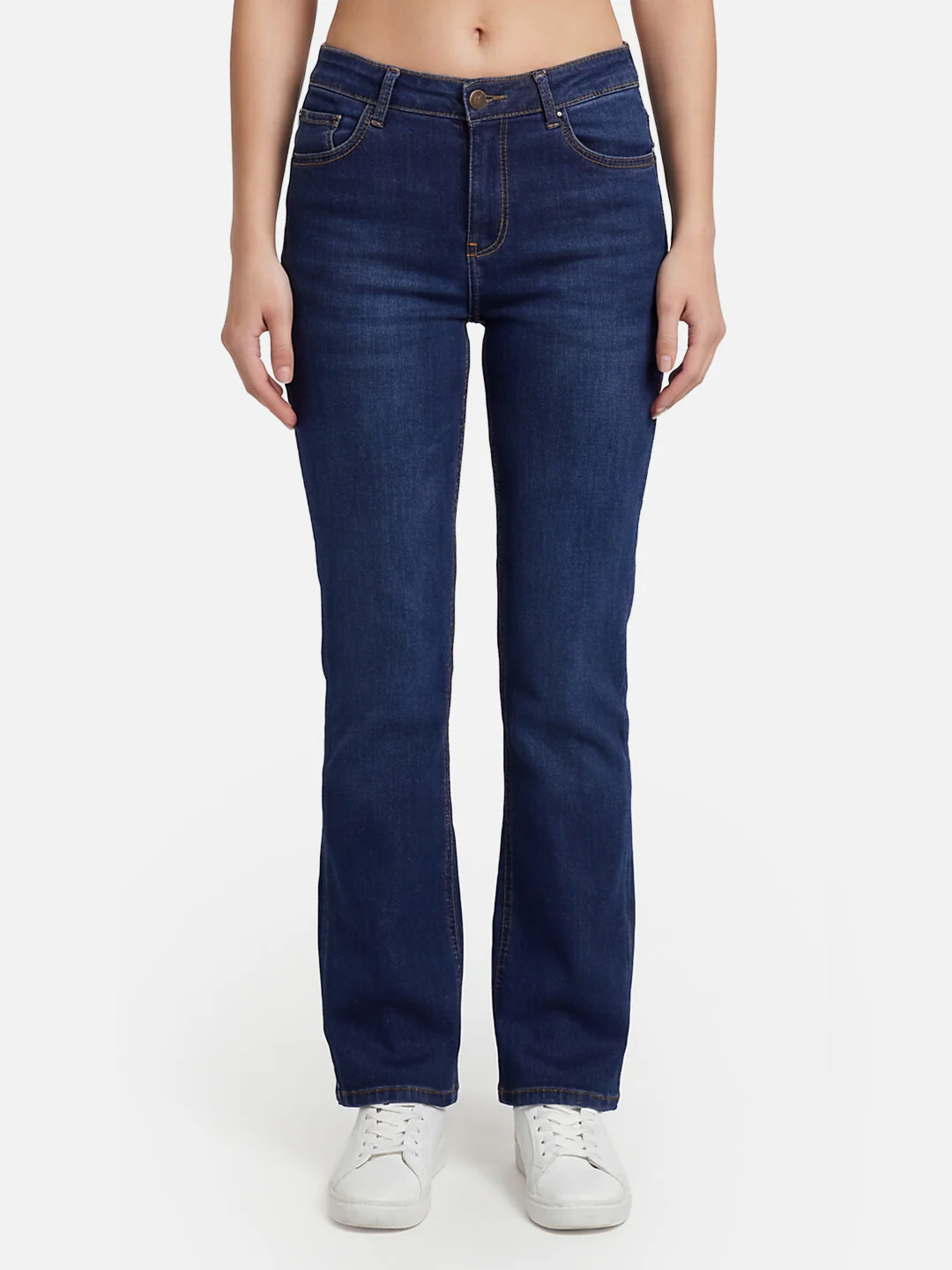 Women Blue High-Rise Mini Flare Jeans - Image 2