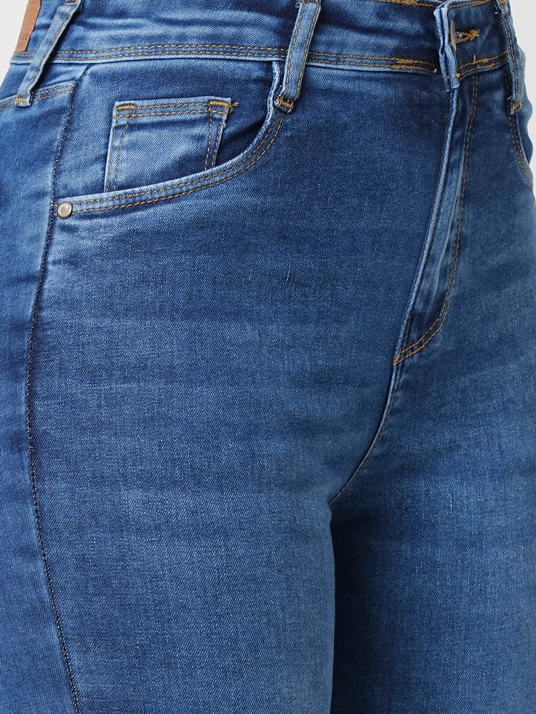 Women Blue High-Rise Mini Flare Jeans - Image 5