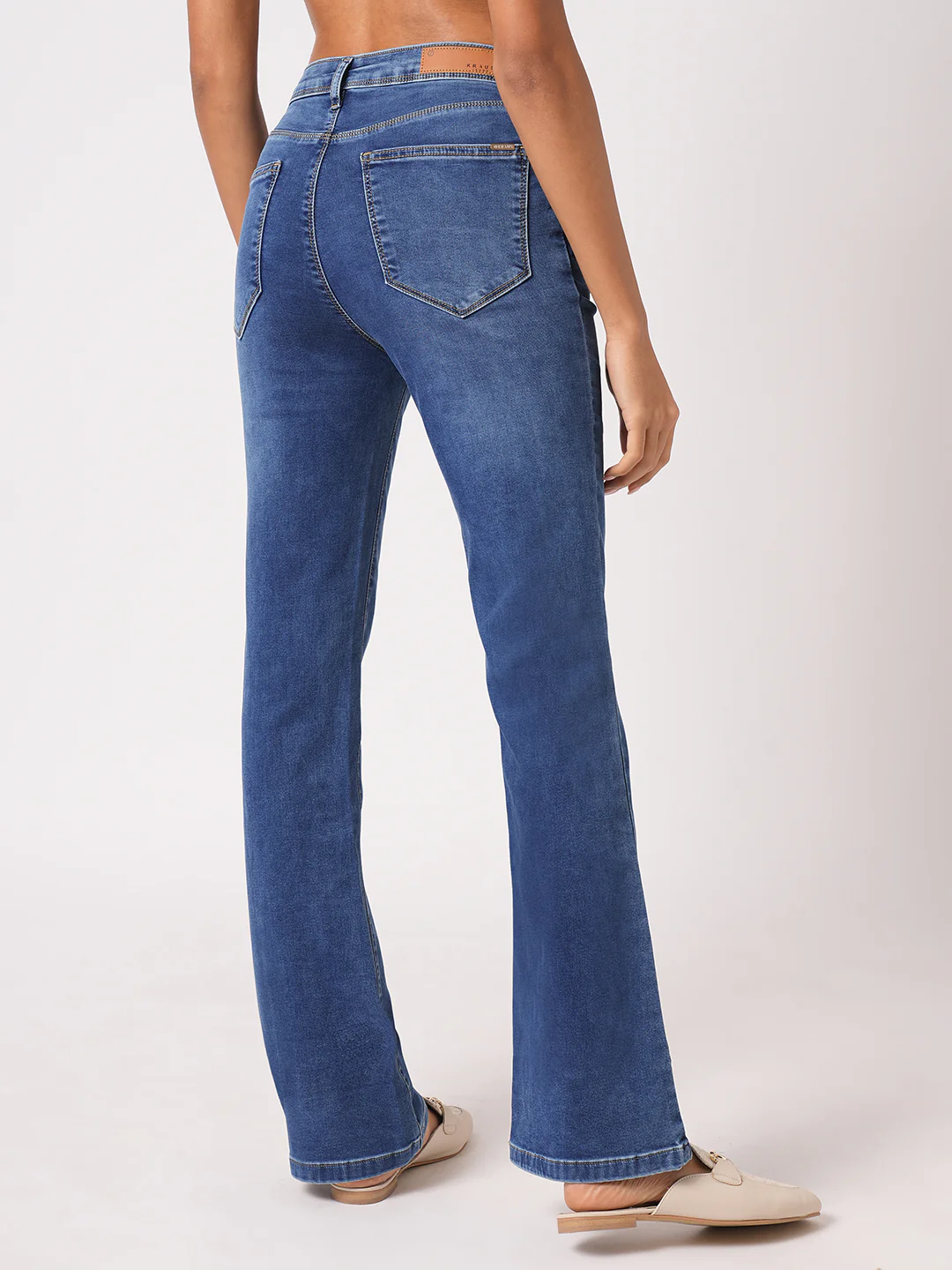 Women Blue High-Rise Mini Flare Jeans - Image 3