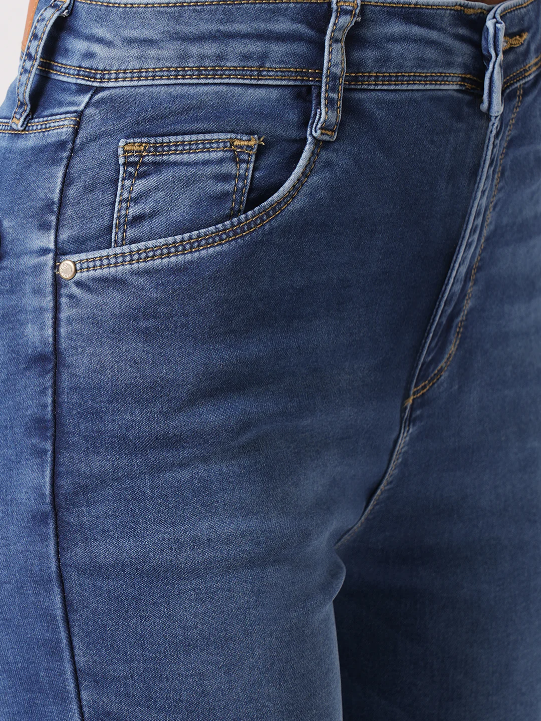 Women Blue High-Rise Mini Flare Jeans - Image 5