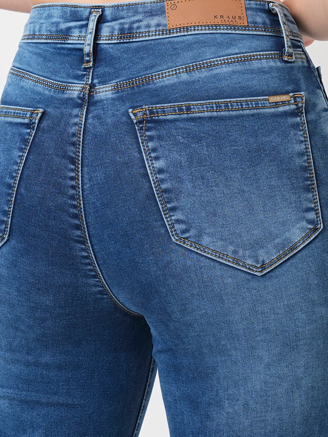 Women Blue High-Rise Mini Flare Jeans - Image 6