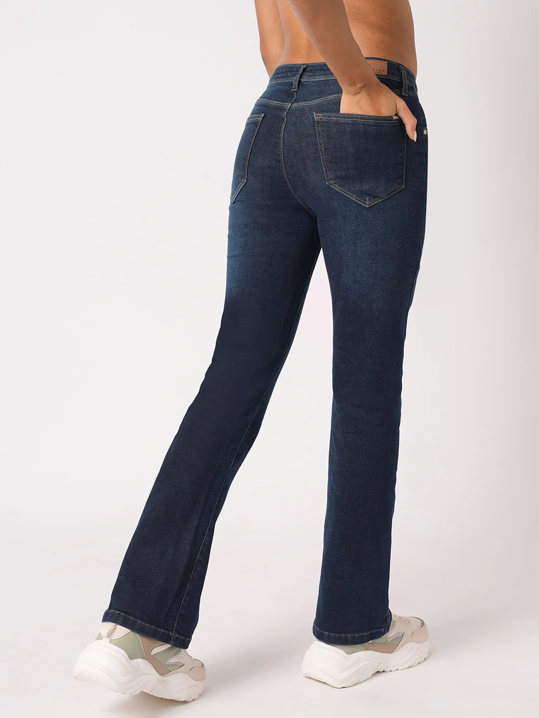 Women Blue High-Rise Mini Flare Jeans - Image 3
