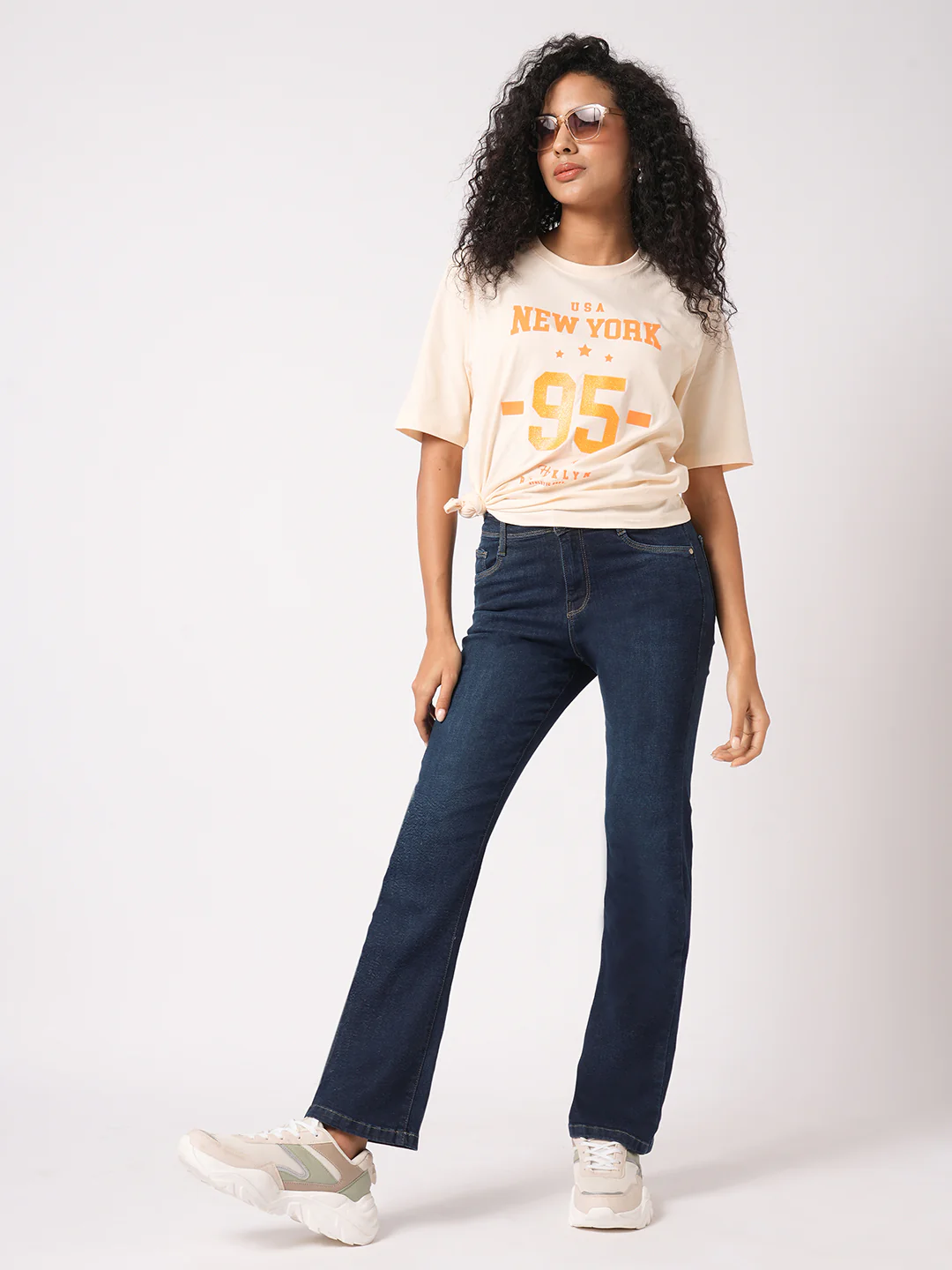 Women Blue High-Rise Mini Flare Jeans - Image 5