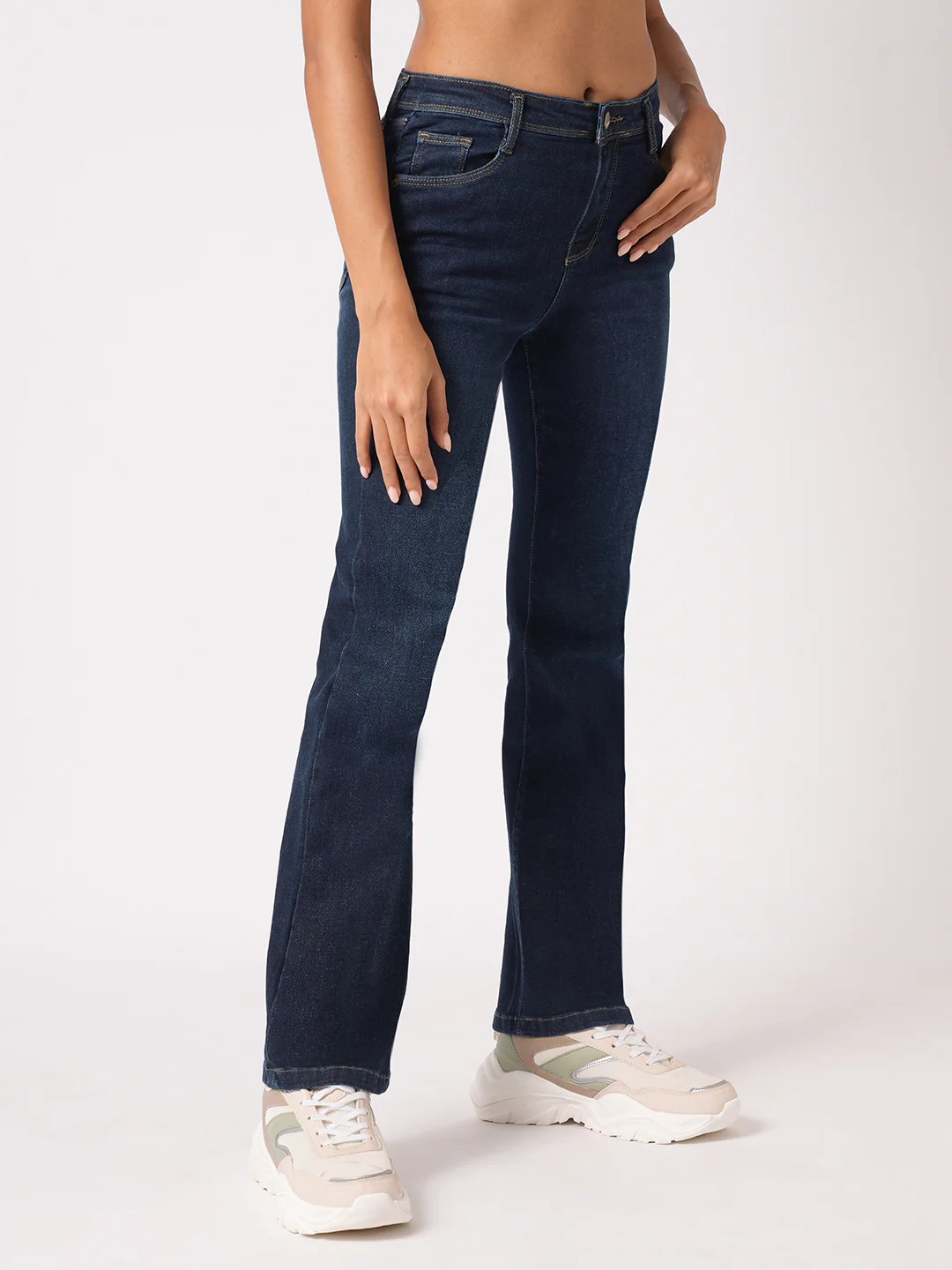 Women Blue High-Rise Mini Flare Jeans - Image 7