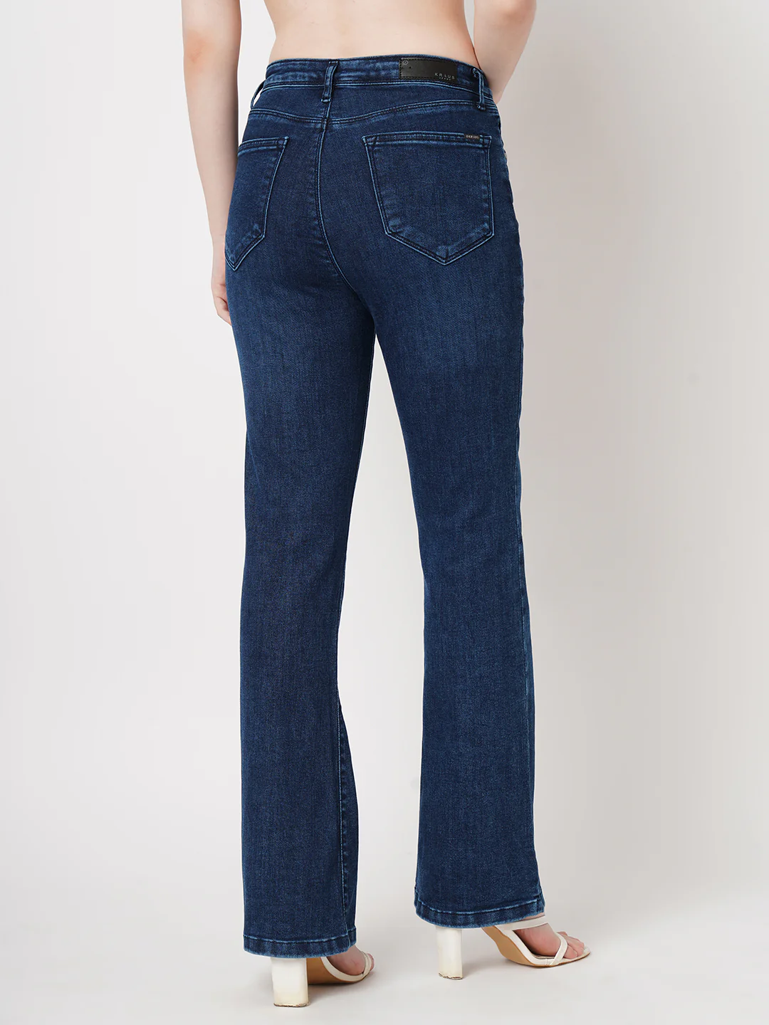 Women Blue High-Rise Mini Flare Jeans - Image 3