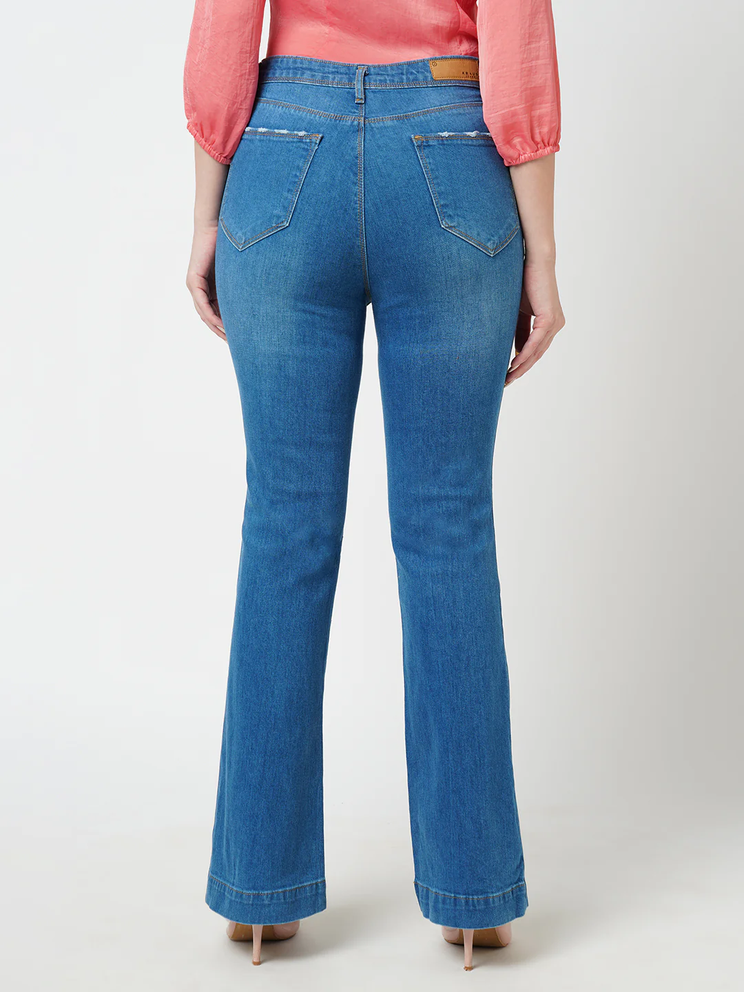 Women Blue High-Rise Mini Flare Jeans - Image 3