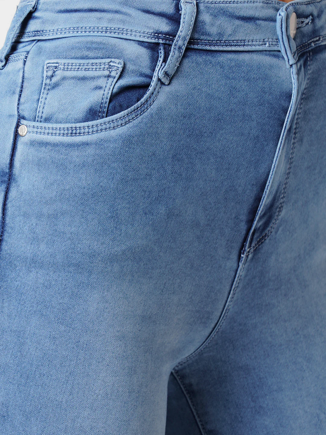 Women Blue High-Rise Mini Flare Jeans - Image 5