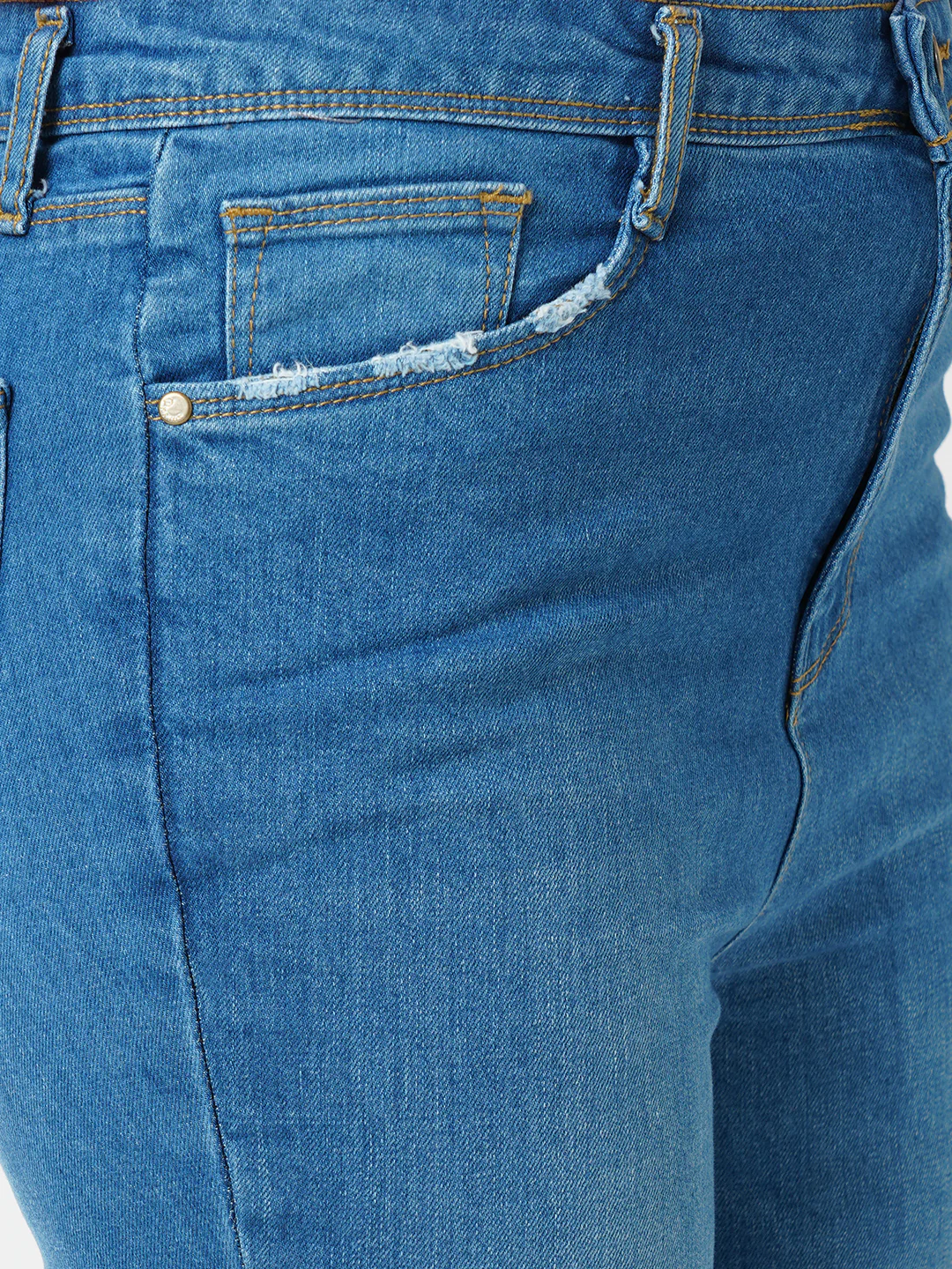 Women Blue High-Rise Mini Flare Jeans - Image 5