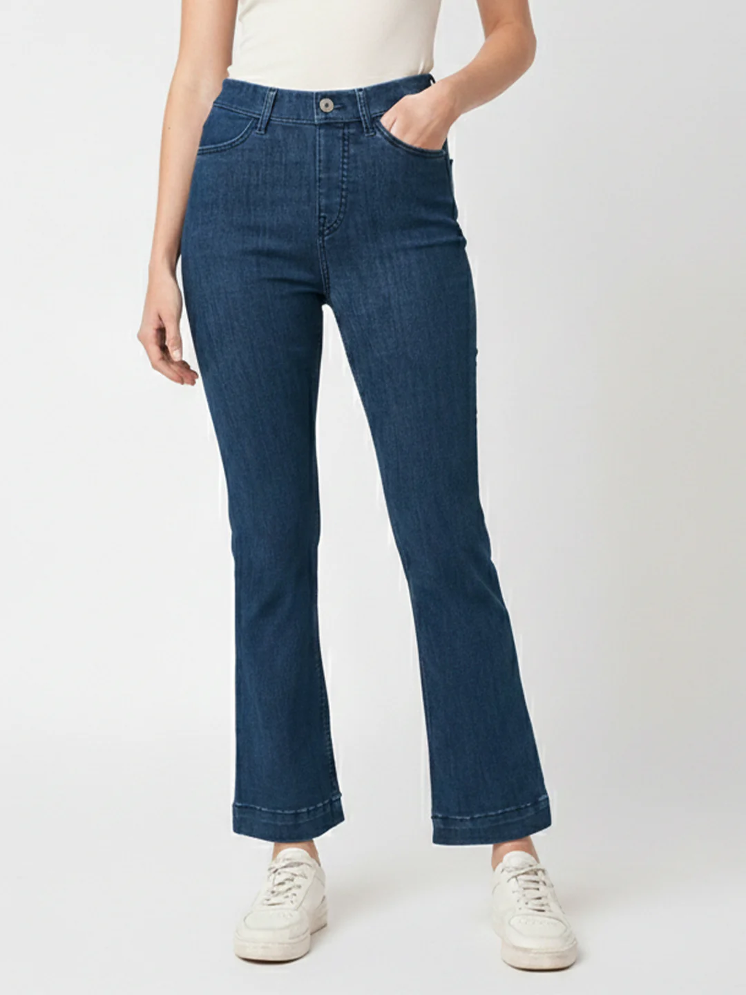 Women Blue High-Rise Mini Flare Jeggings - Image 2