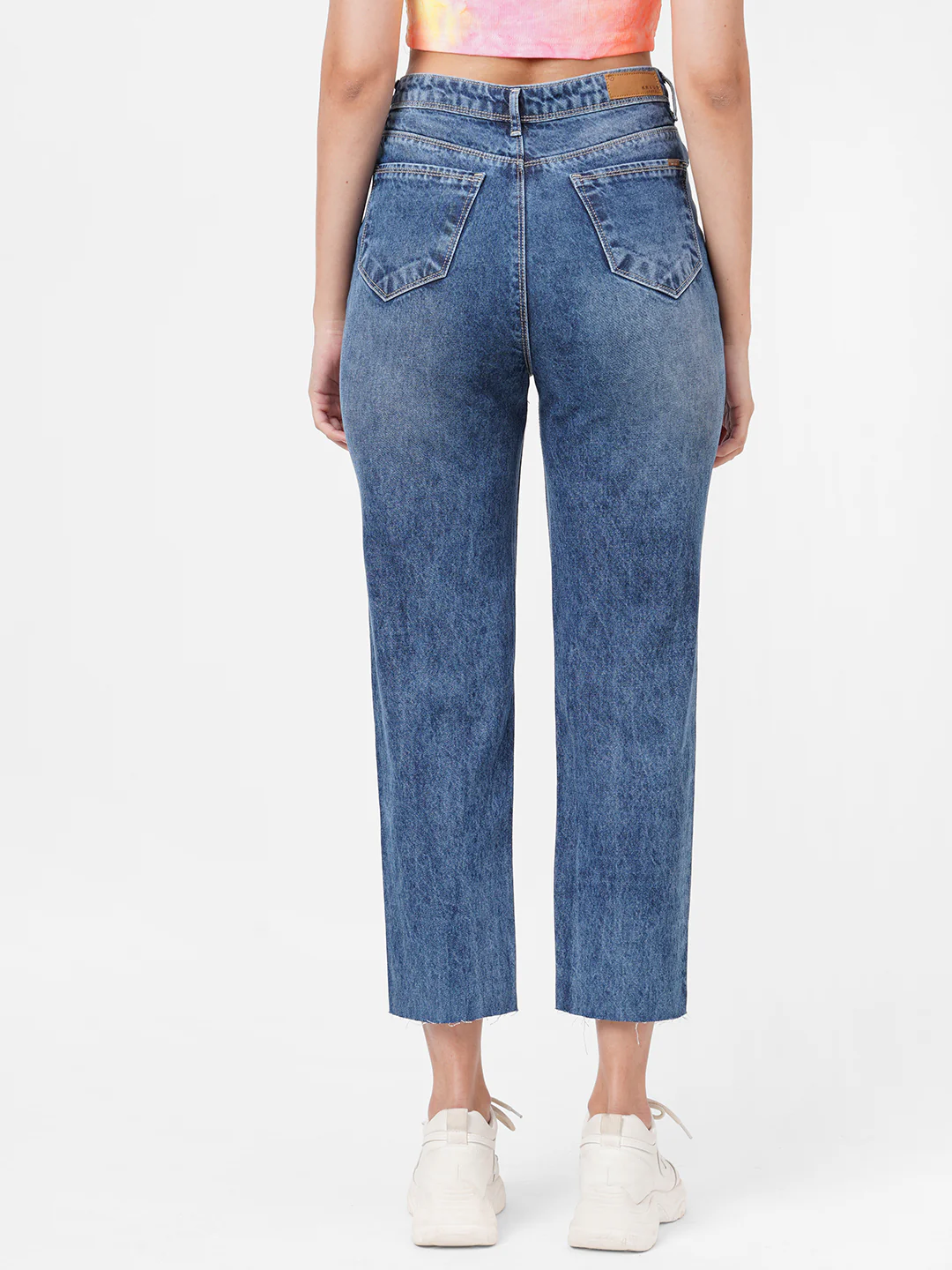 Women Blue High-Rise Mom Fit Jeans - Image 3