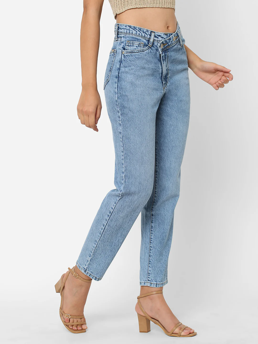 Women Blue High-Rise Mom Fit Jeans - Image 5
