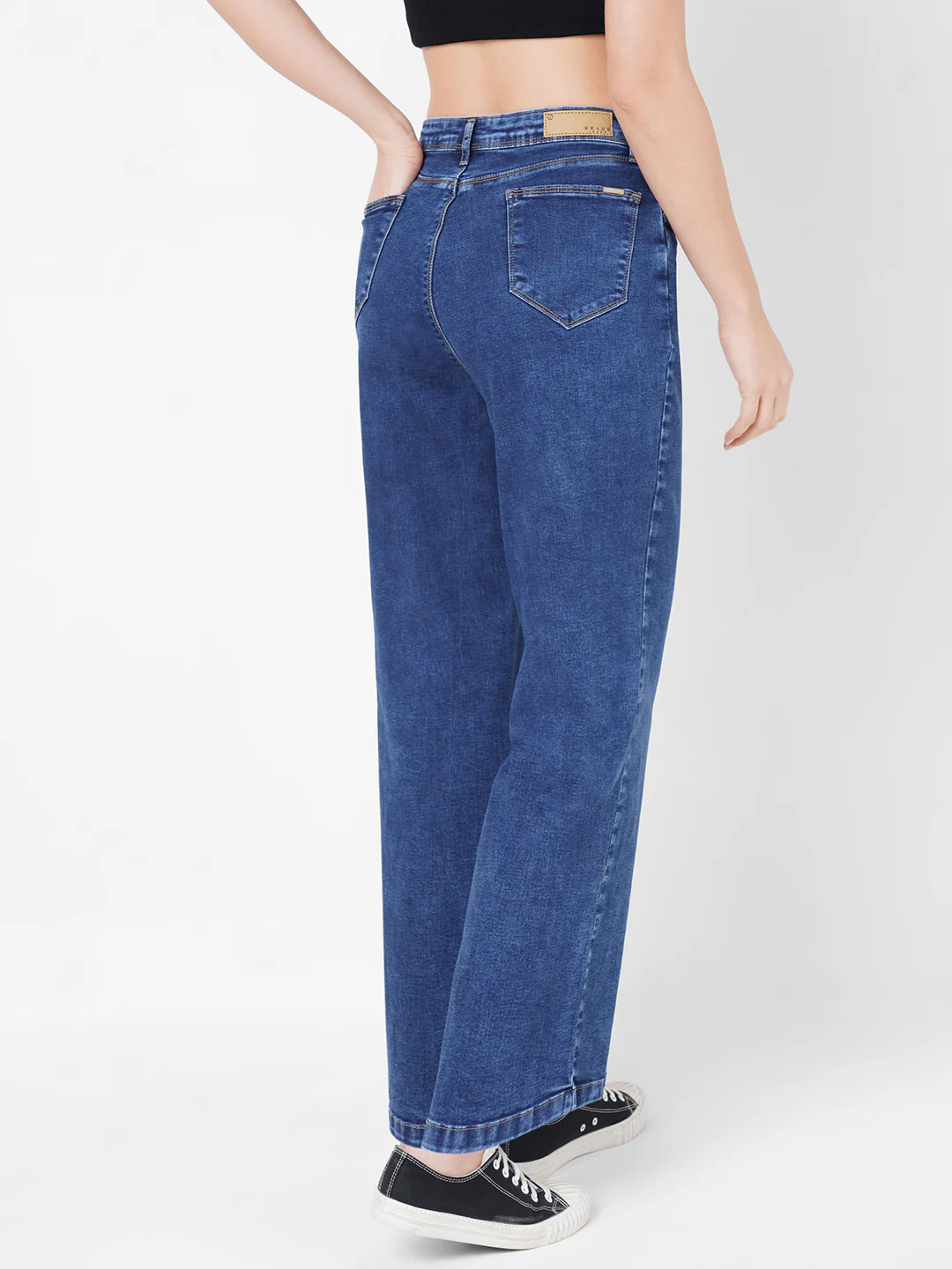 Women Blue High-Rise Parallel Wide Leg Jeans - Image 2