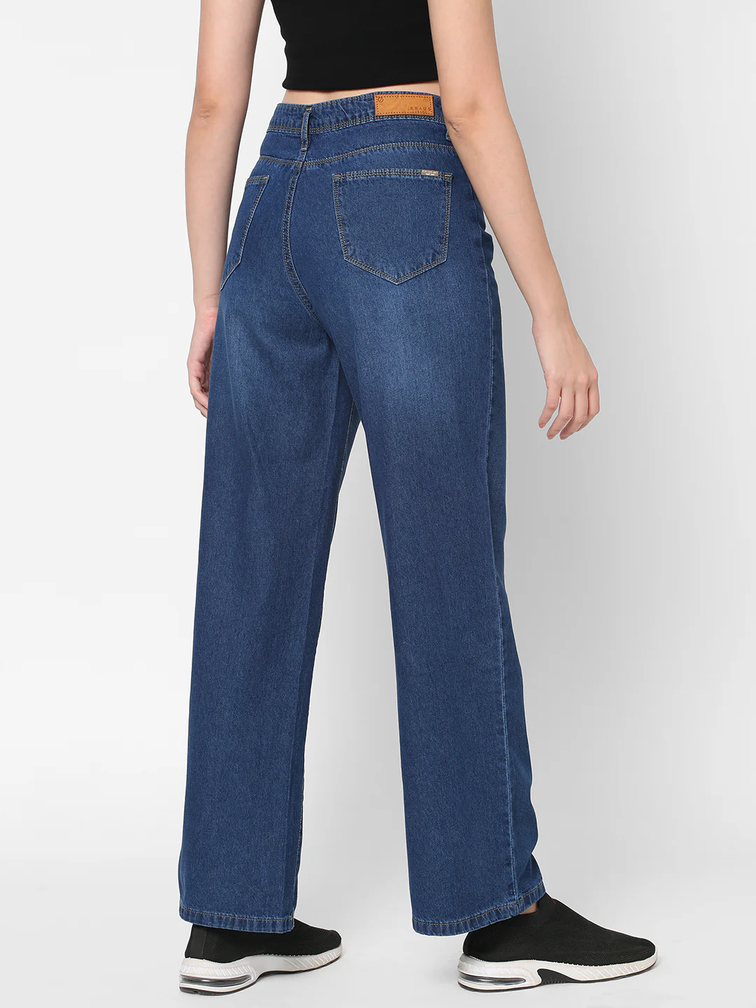 Women Blue High-Rise Parallel Wide Leg Jeans - Image 3