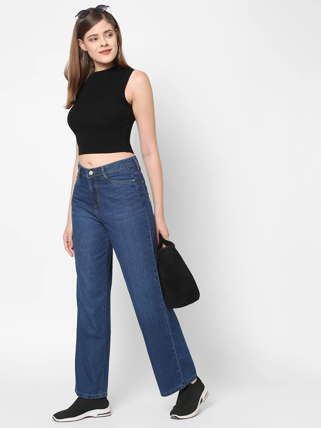 Women Blue High-Rise Parallel Wide Leg Jeans - Image 4