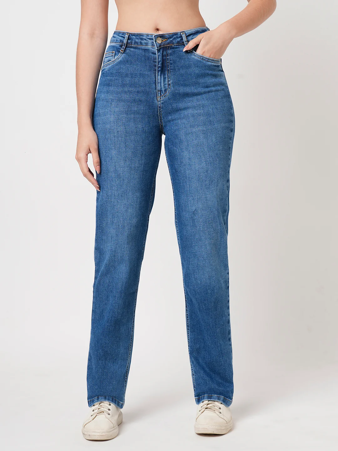 Women Blue High-Rise Relax Straight Fit Jeans - Image 2