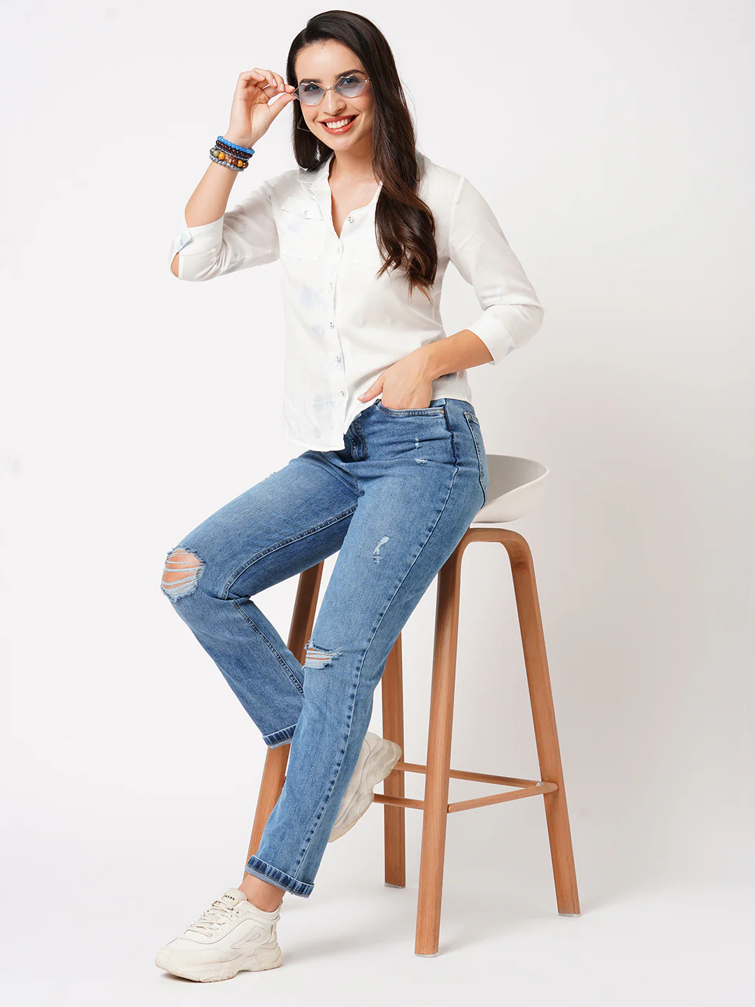 Women Blue High-Rise Relax Straight Fit Jeans - Image 4