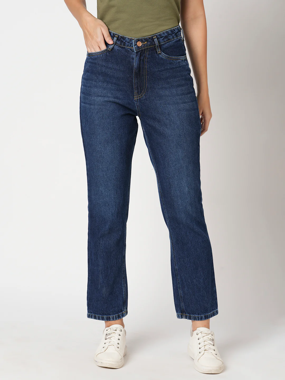 Women Blue High-Rise Relax Straight Fit Jeans - Image 2