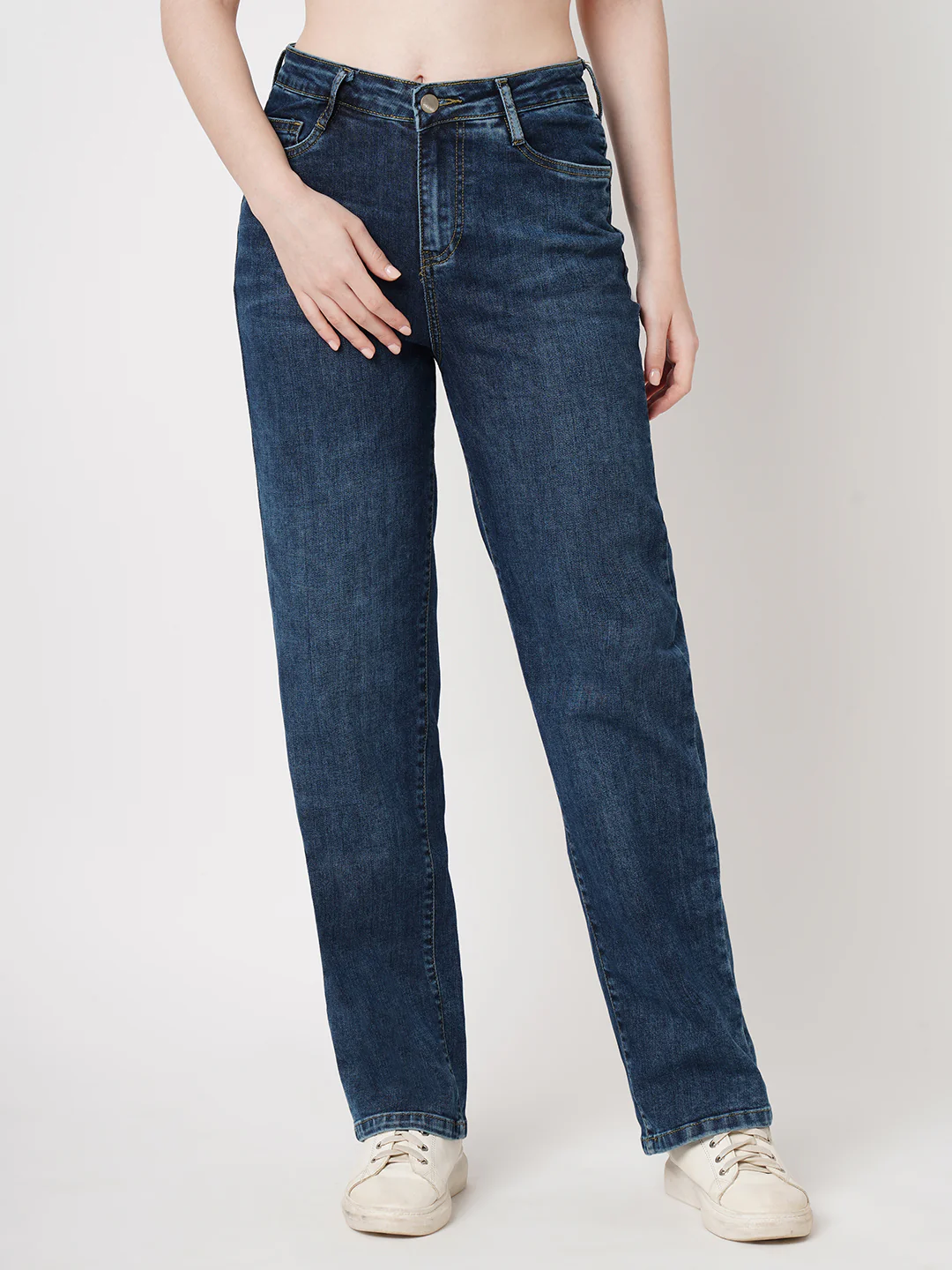 Women Blue High-Rise Relaxed Straight Fit Jeans - Image 2