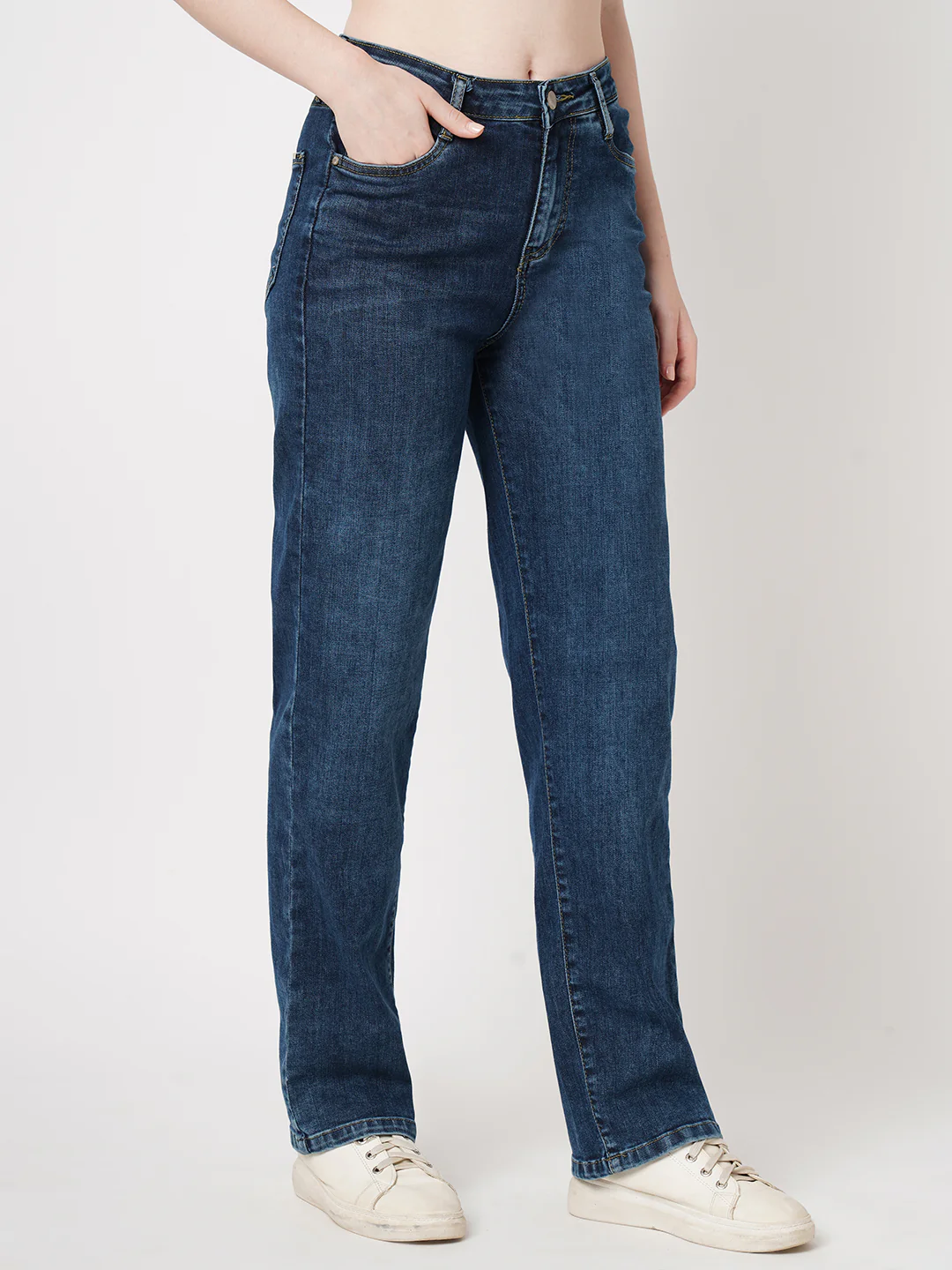 Women Blue High-Rise Relaxed Straight Fit Jeans - Image 5