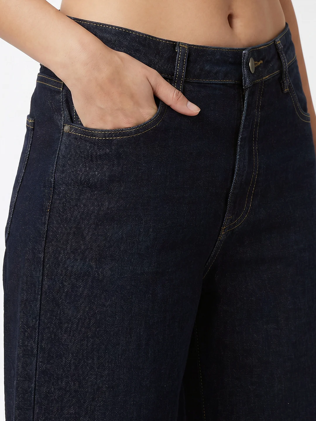 Women Blue High-Rise Ribcage Wide Leg Jeans - Image 5