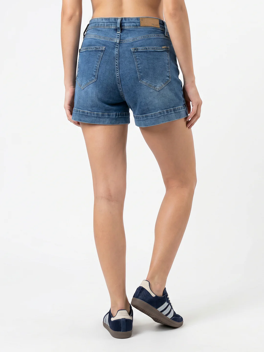 Women Blue High-Rise Shorts - Image 3