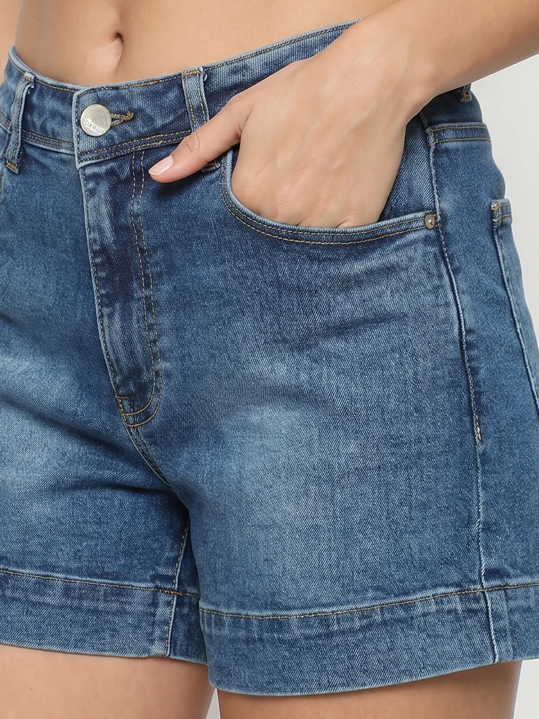 Women Blue High-Rise Shorts - Image 5