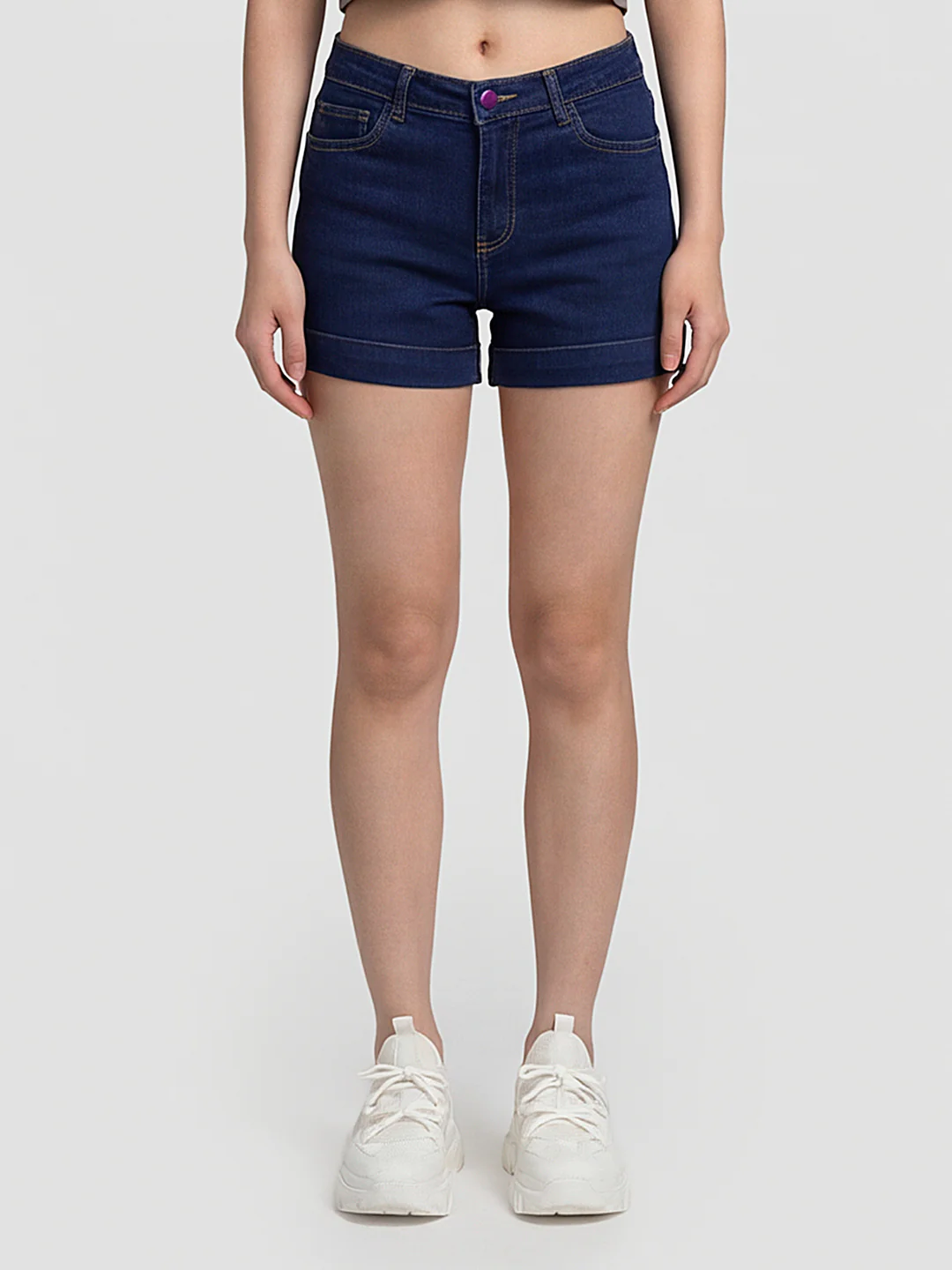 Women Blue High-Rise Shorts - Image 2