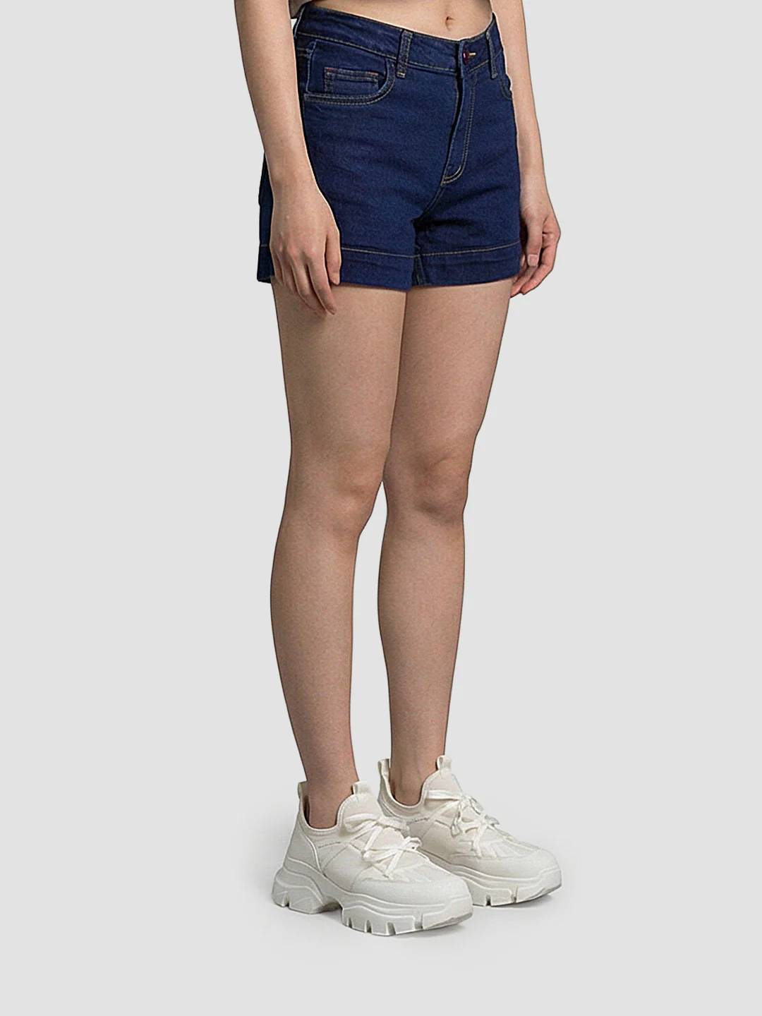 Women Blue High-Rise Shorts - Image 4