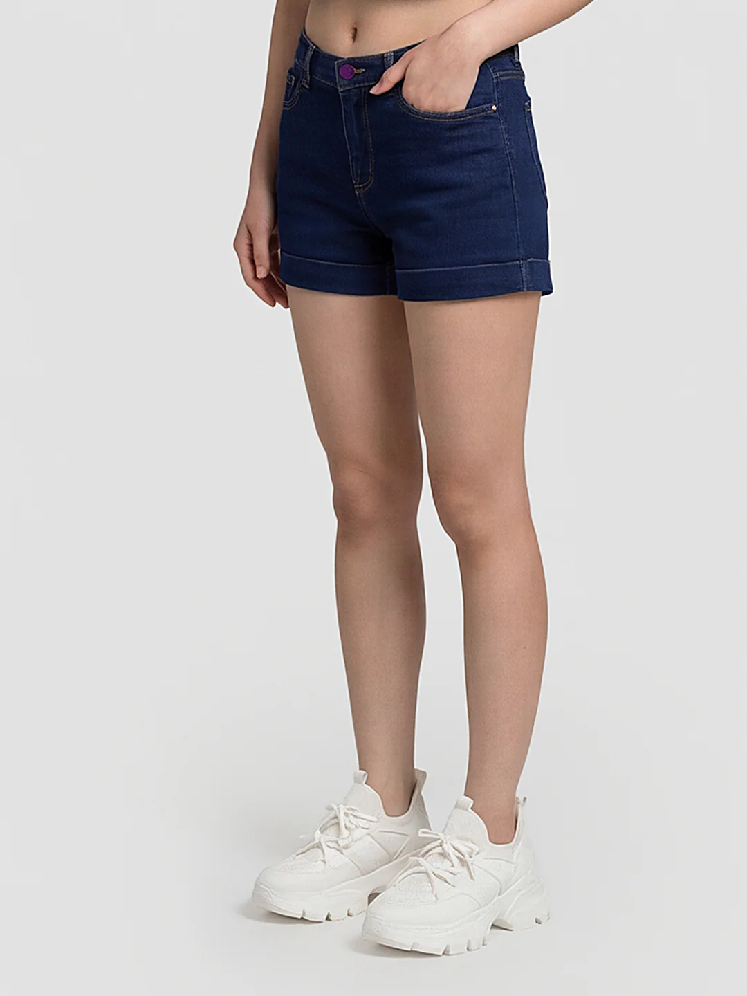 Women Blue High-Rise Shorts - Image 5