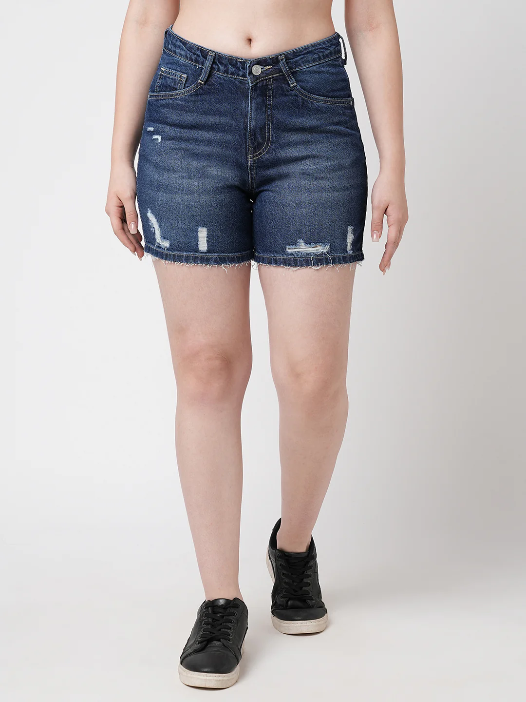 Women Blue High-Rise Shorts - Image 2