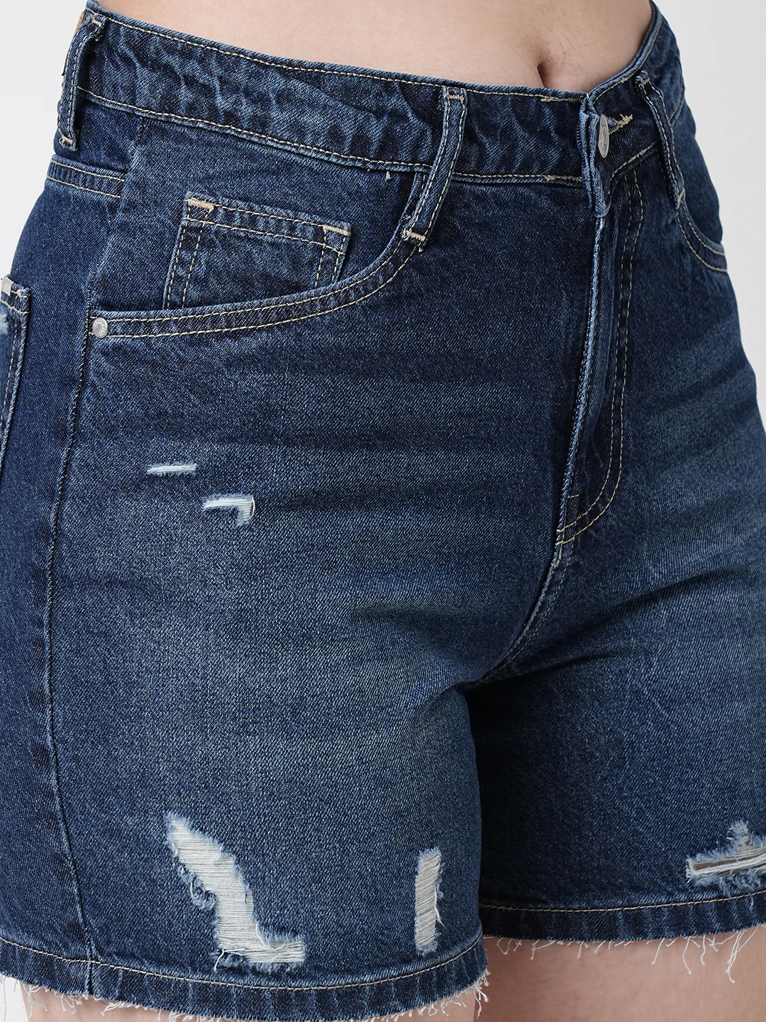 Women Blue High-Rise Shorts - Image 4