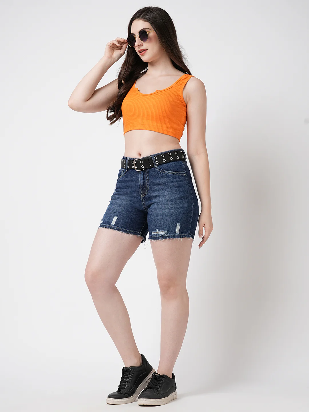 Women Blue High-Rise Shorts - Image 5