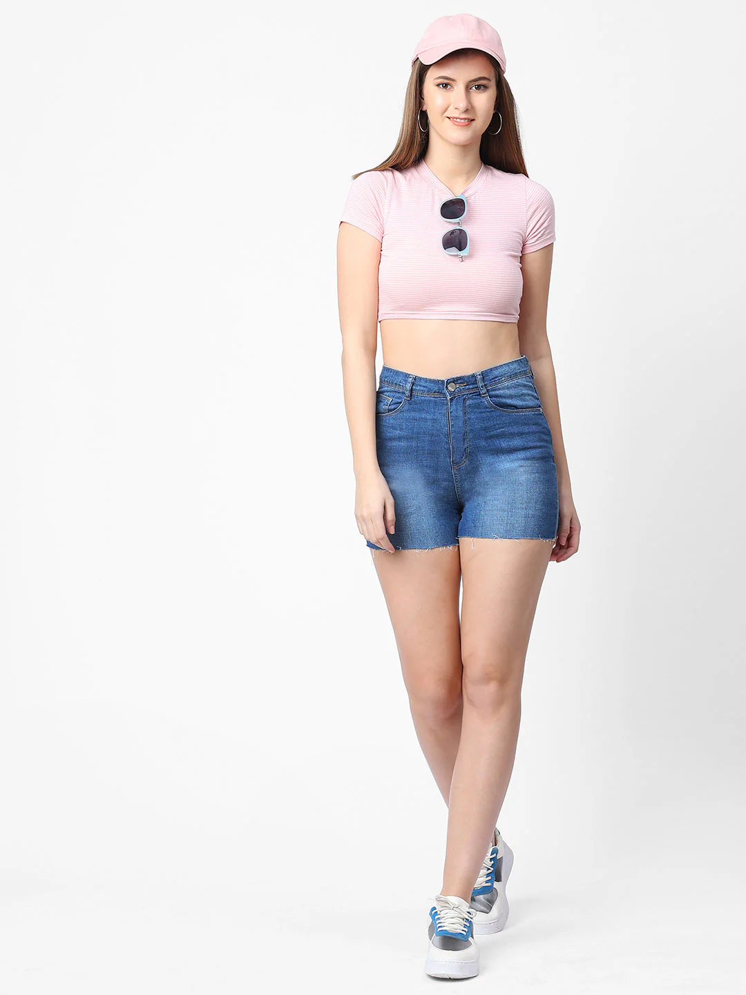 Women Blue High-Rise Shorts - Image 4