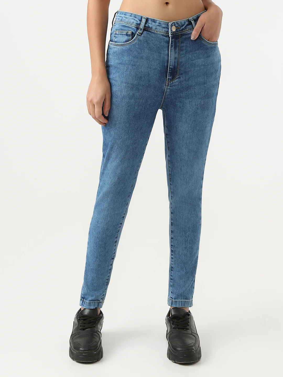 Women Blue High-Rise Skinny Jeans - Image 2