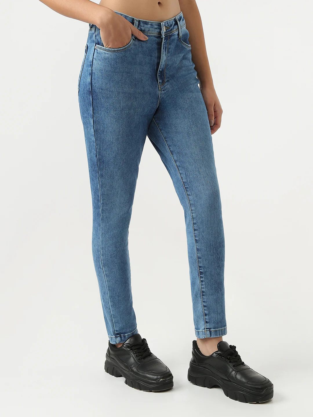 Women Blue High-Rise Skinny Jeans - Image 6
