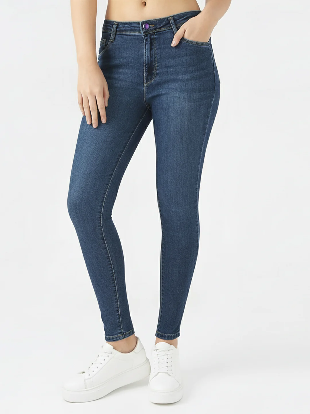 Women Blue High-Rise Skinny Jeans - Image 2