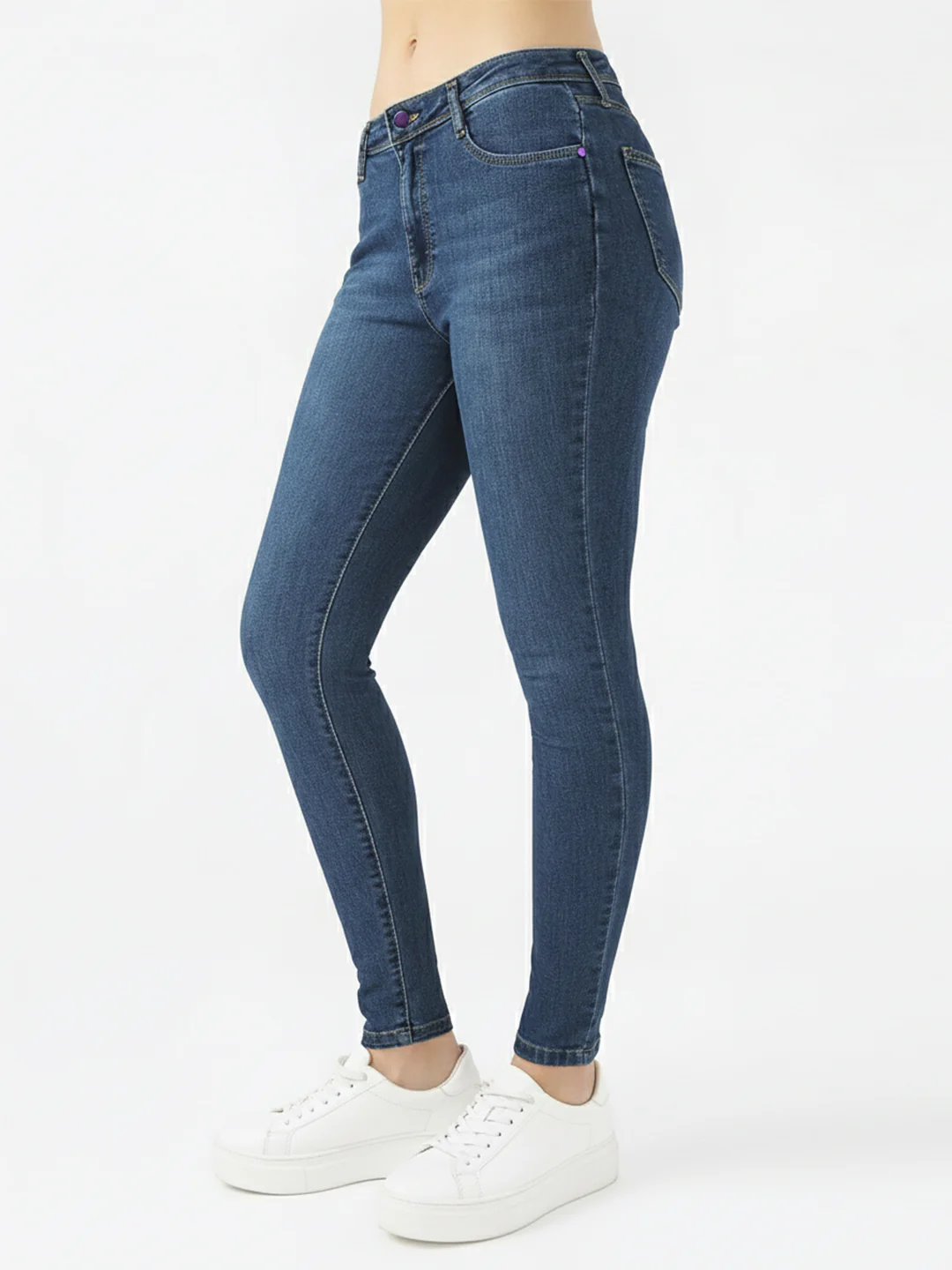 Women Blue High-Rise Skinny Jeans - Image 7