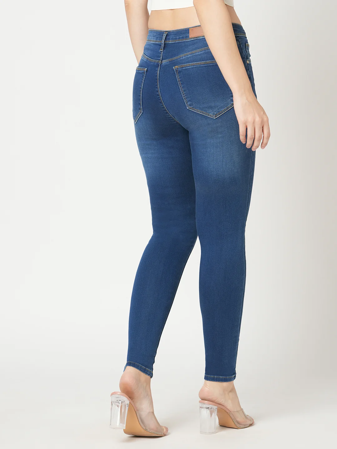 Women Blue High-Rise Skinny Jeans - Image 3