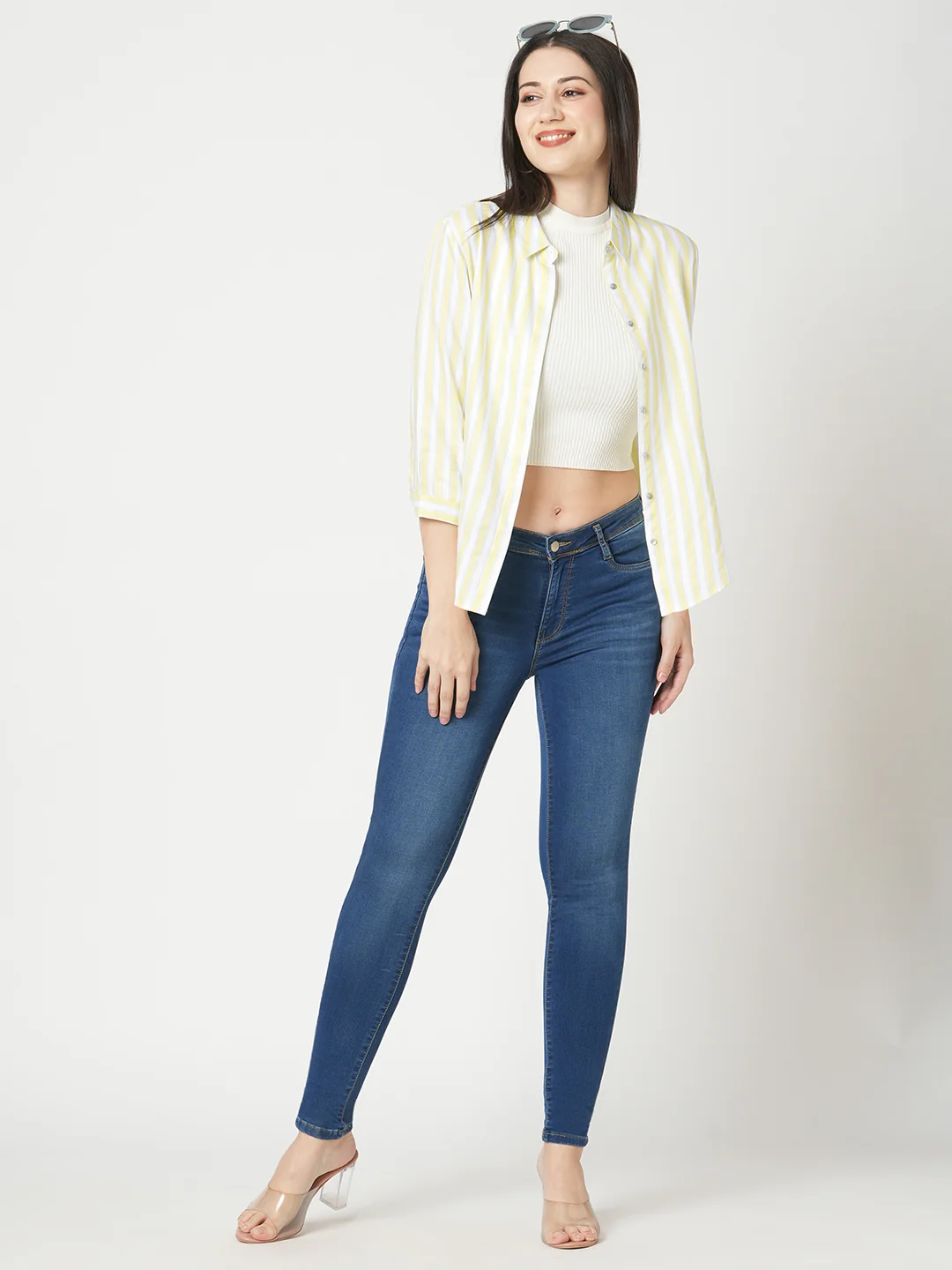 Women Blue High-Rise Skinny Jeans - Image 4