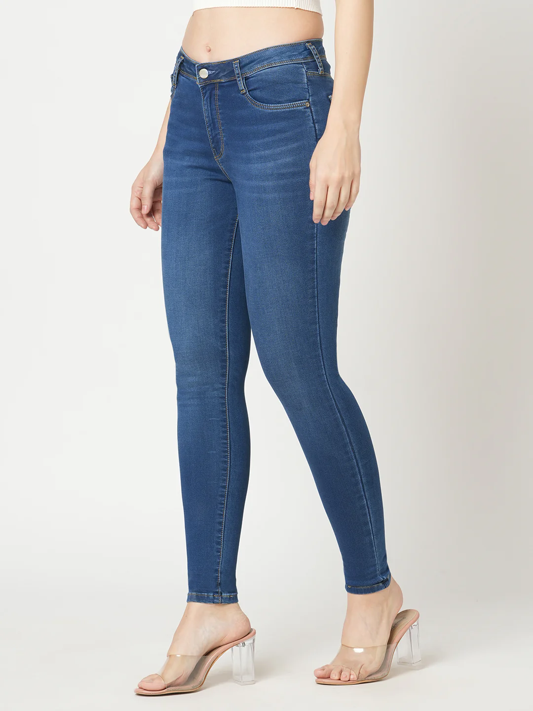 Women Blue High-Rise Skinny Jeans - Image 8