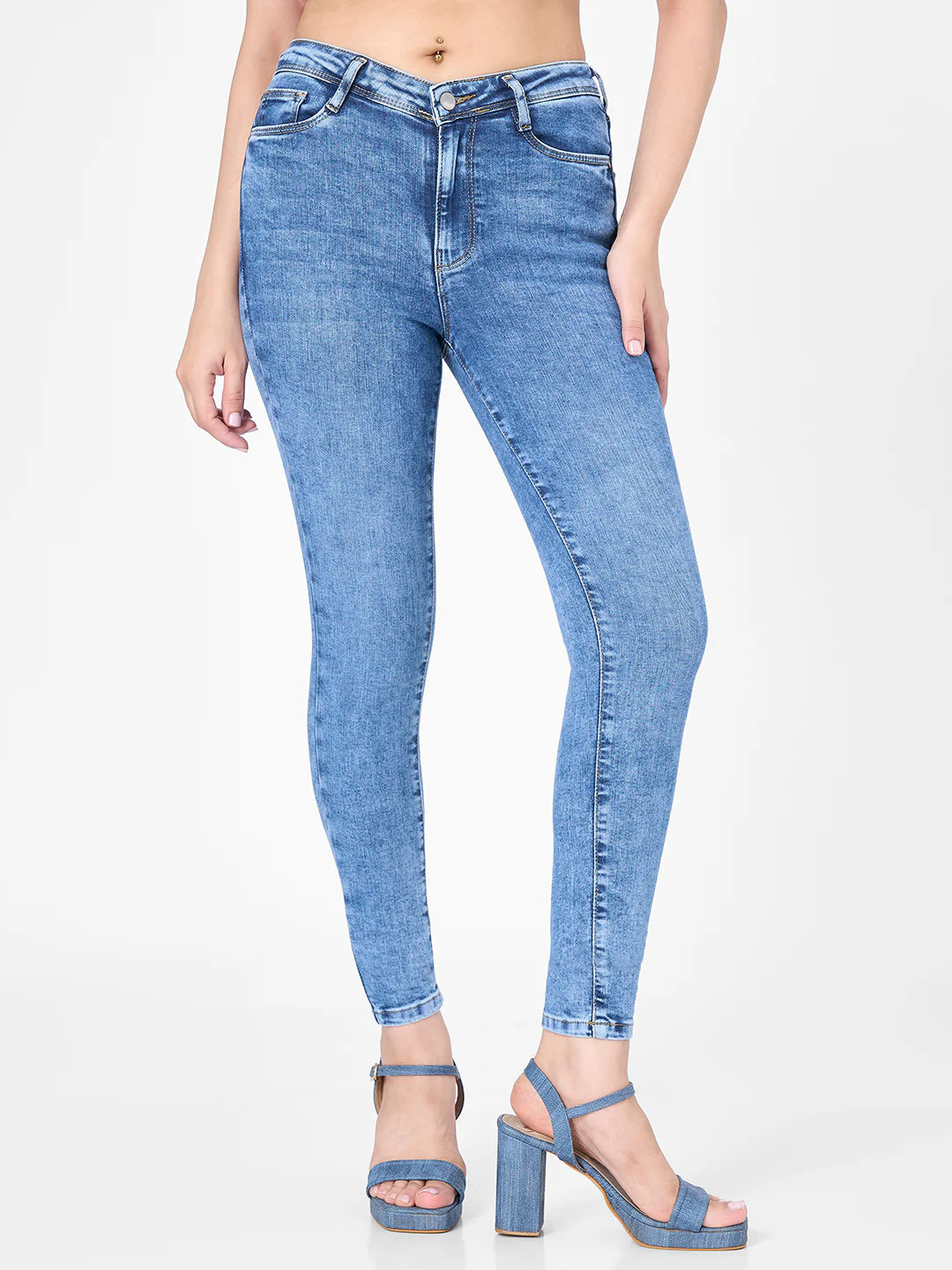 Women Blue High-Rise Skinny Jeans - Image 2