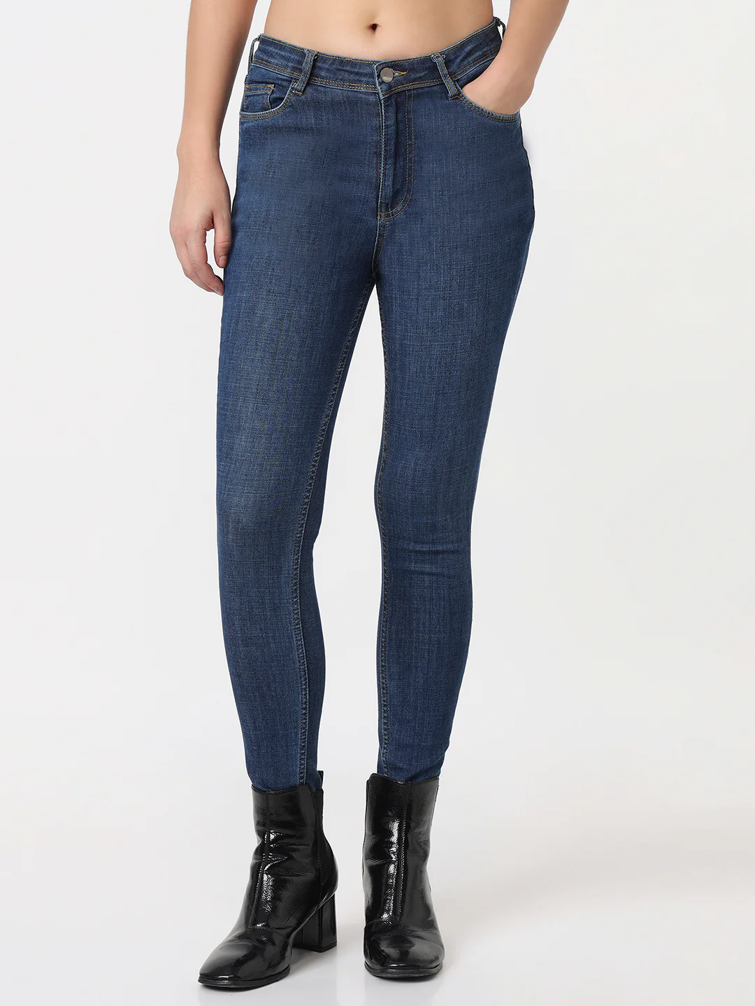 Women Blue High-Rise Skinny Jeans - Image 2