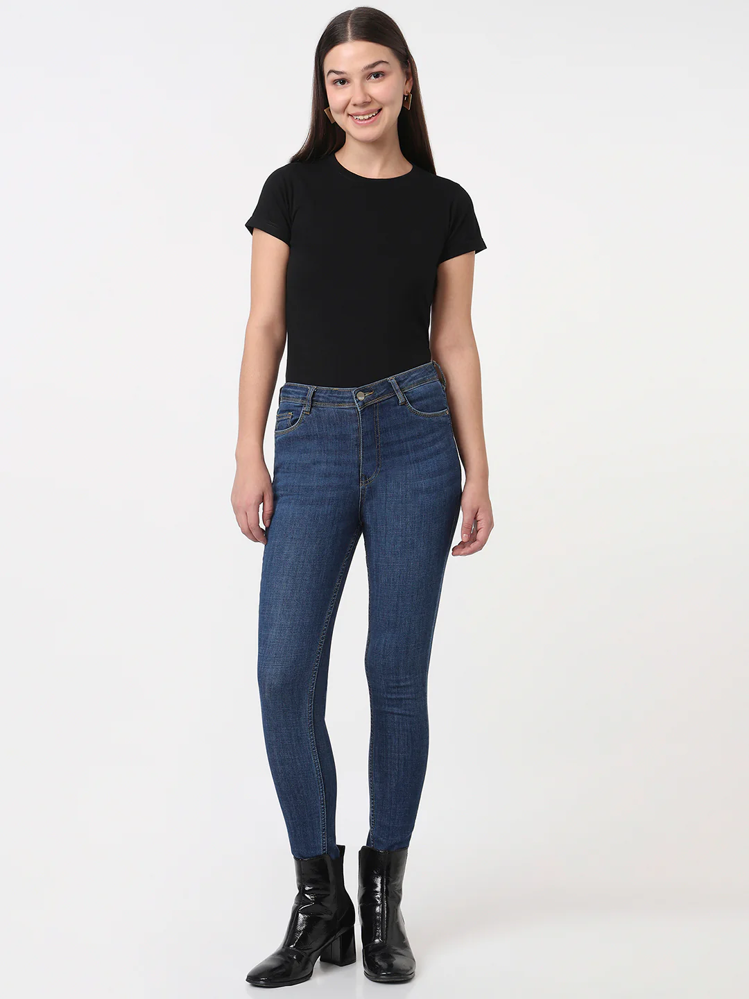 Women Blue High-Rise Skinny Jeans - Image 4