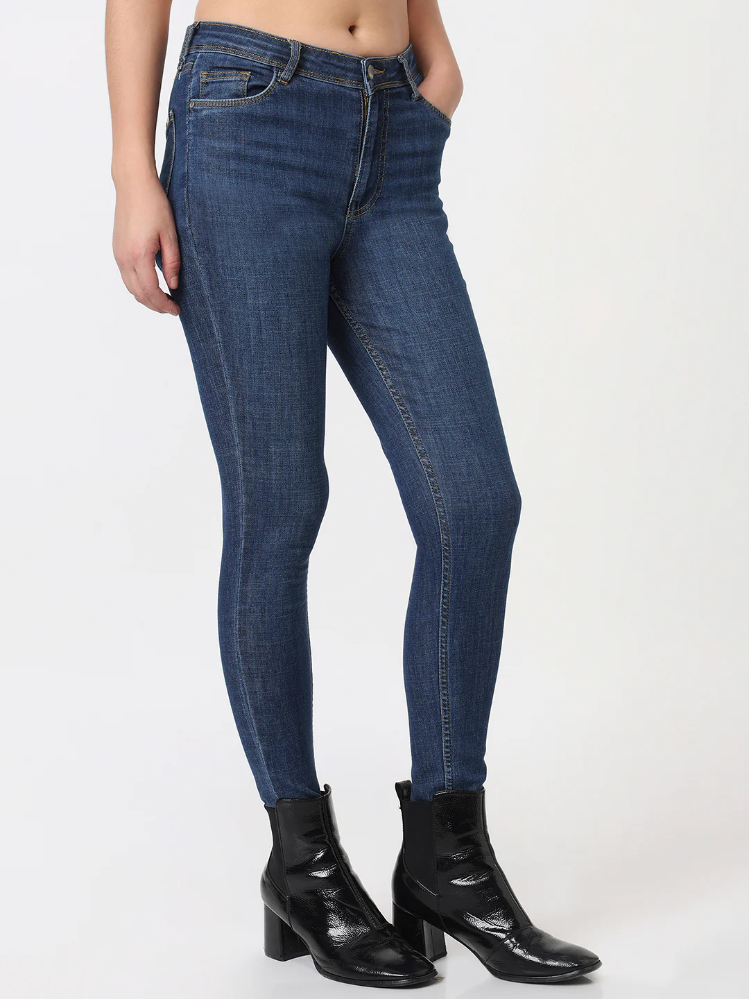 Women Blue High-Rise Skinny Jeans - Image 6