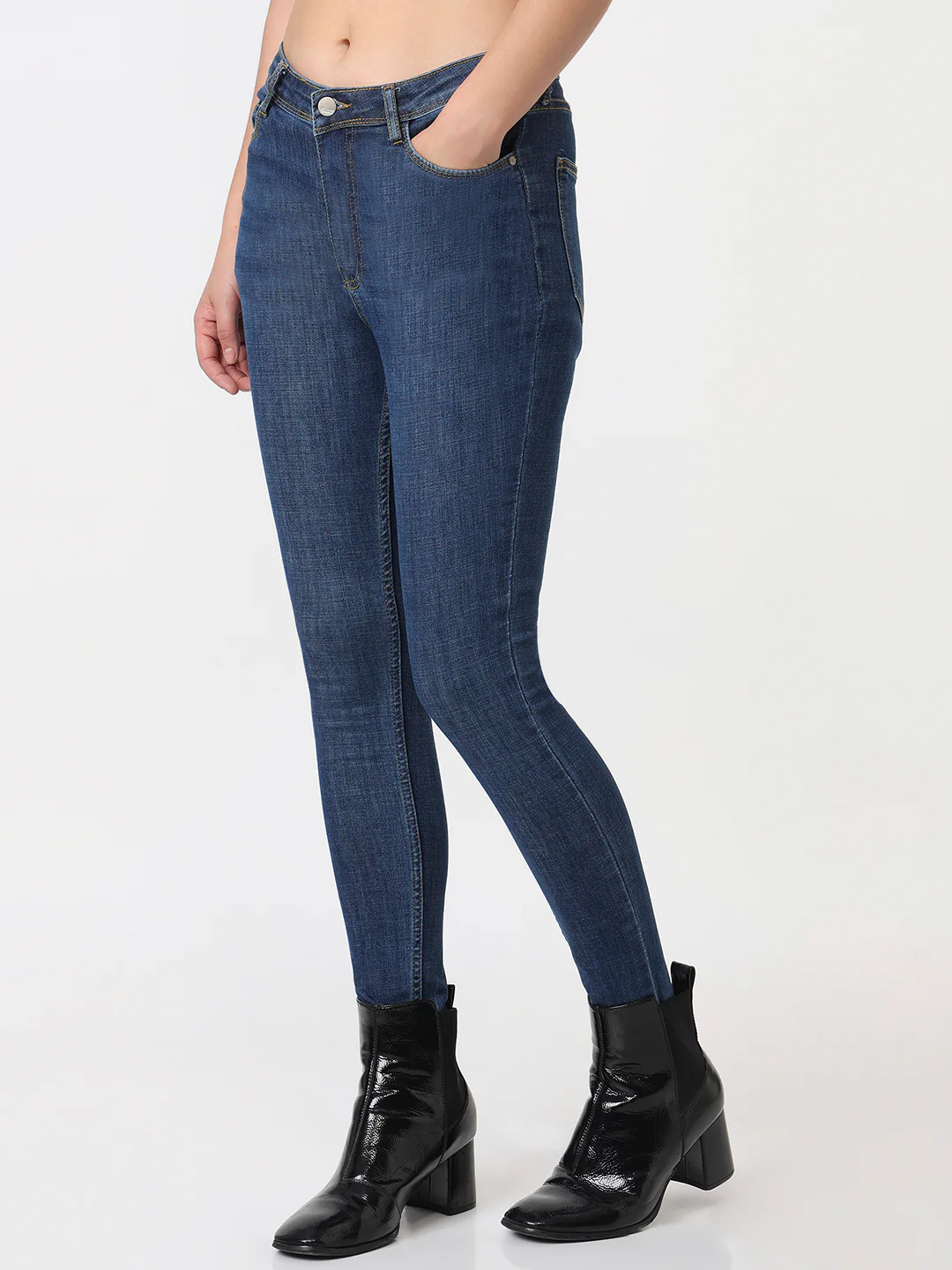 Women Blue High-Rise Skinny Jeans - Image 8