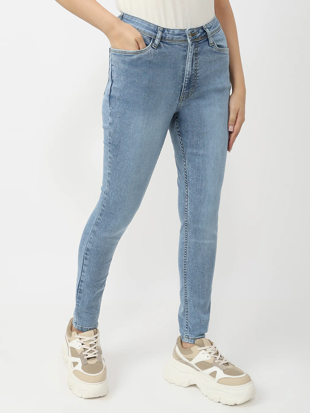 Women Blue High-Rise Skinny Jeans - Image 5