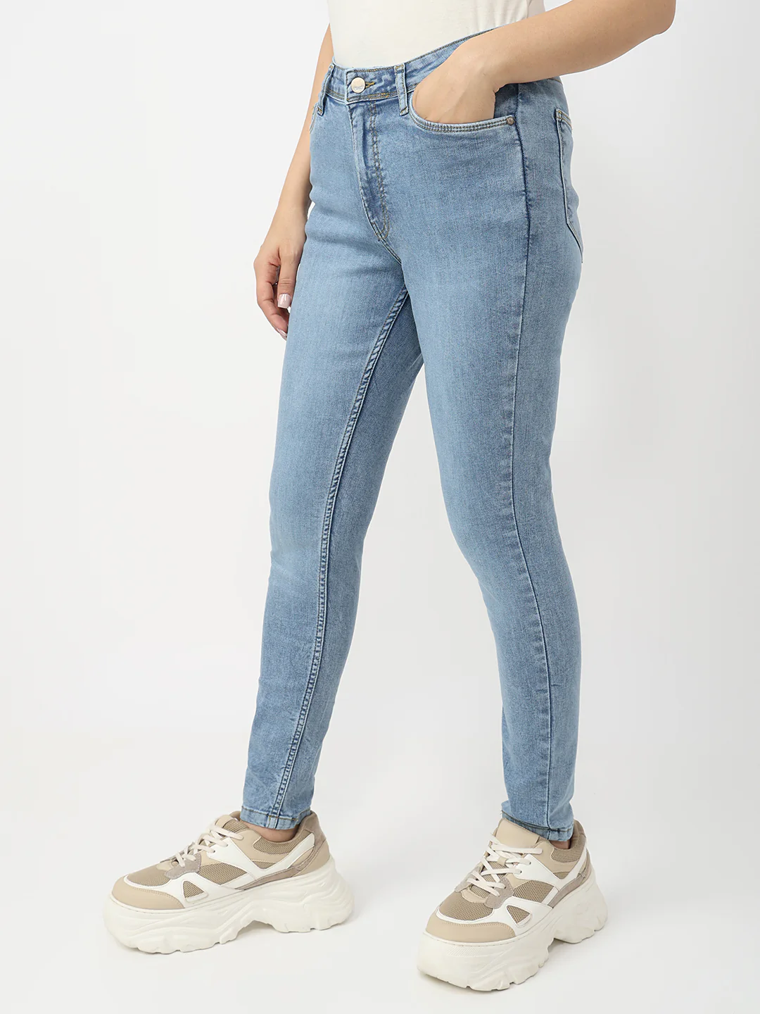 Women Blue High-Rise Skinny Jeans - Image 7