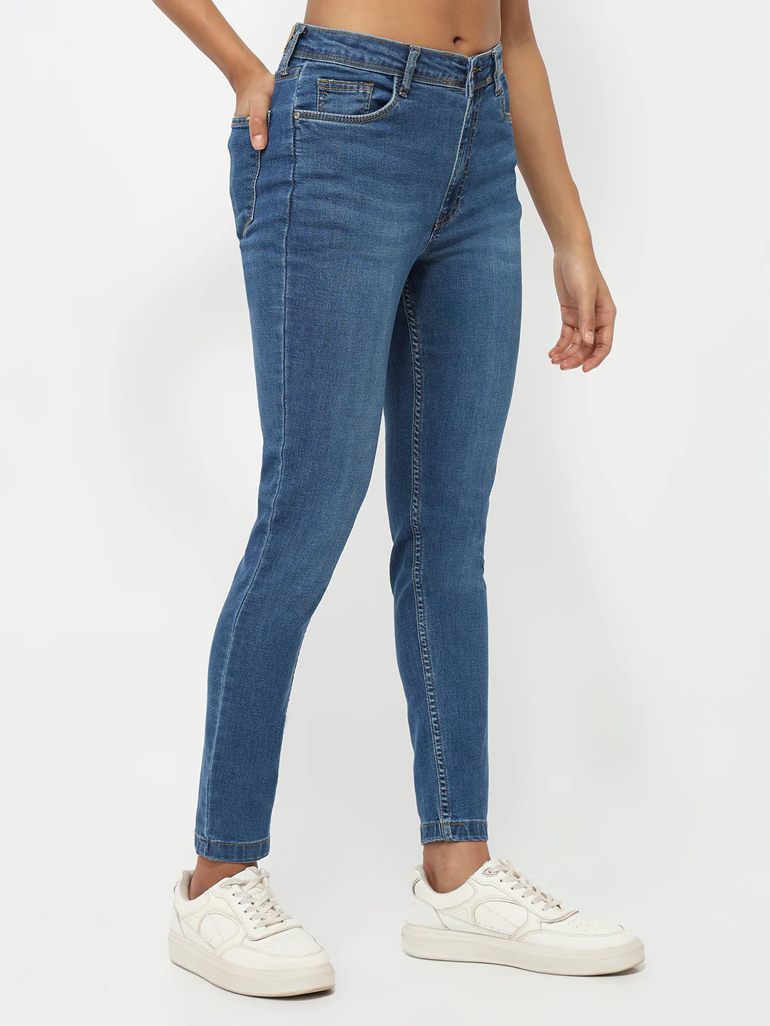 Women Blue High-Rise Skinny Jeans - Image 6