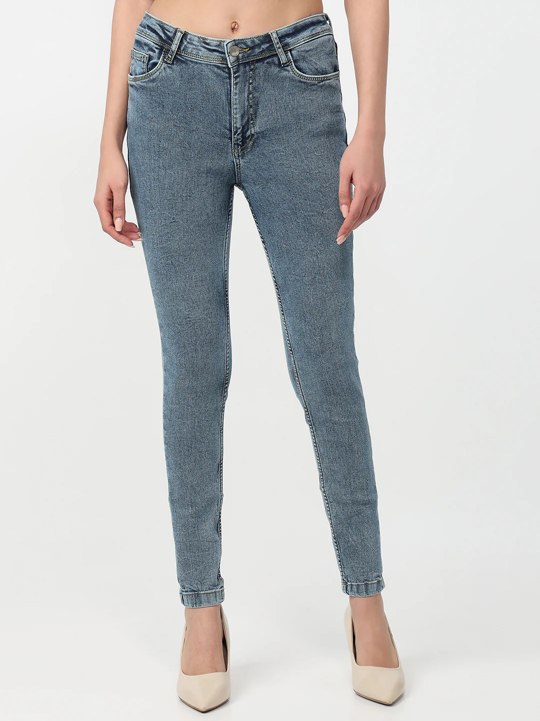 Women Blue High-Rise Skinny Jeans - Image 2